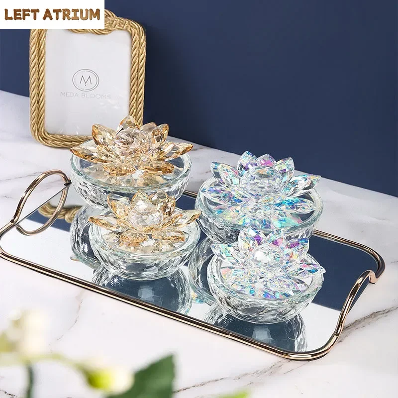 

Dazzling Crystal Flower Storage Jar Transparent Candy Jar Small Objects Earring Jewelry Organizer Box Aromatic Liquid Container