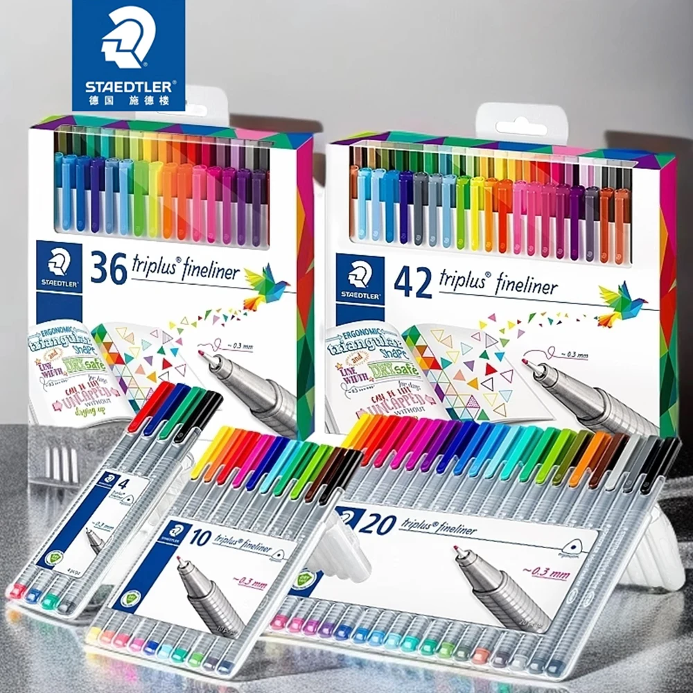 STAEDTLER Color Hook Line Needle Tube Fiber Brush 334 SB Color Fine Font 0.3mm for Art Painting Marking School Office Supplies