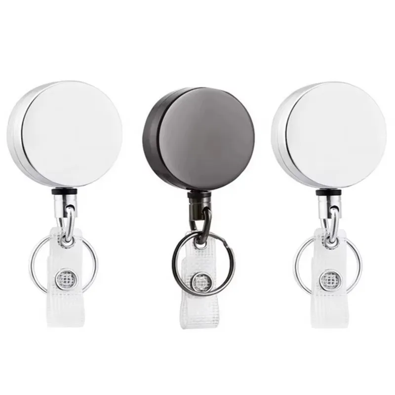 1/2/3/4pcs  Card Sets Belt Key Ring Metal Retractable Pull Badge Reel ID Lanyard Name Tag Card Badge Holder Reels Recoil Chain