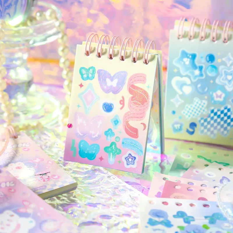 30 Sheet Kawaii Cartoon Bubble Heart Butterfly Sticker DIY Decor Scrapbook Journal Phone Case Sticker Creative Design Sticker