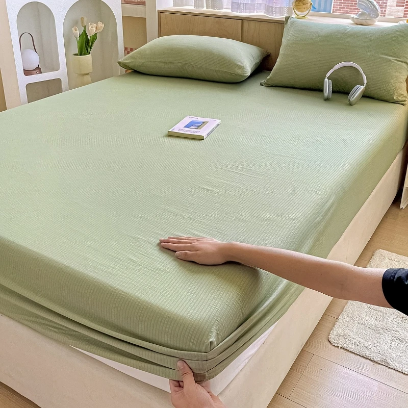 

Solid color super soft cloud double-layer yarn mattress protective cover home student dormitory