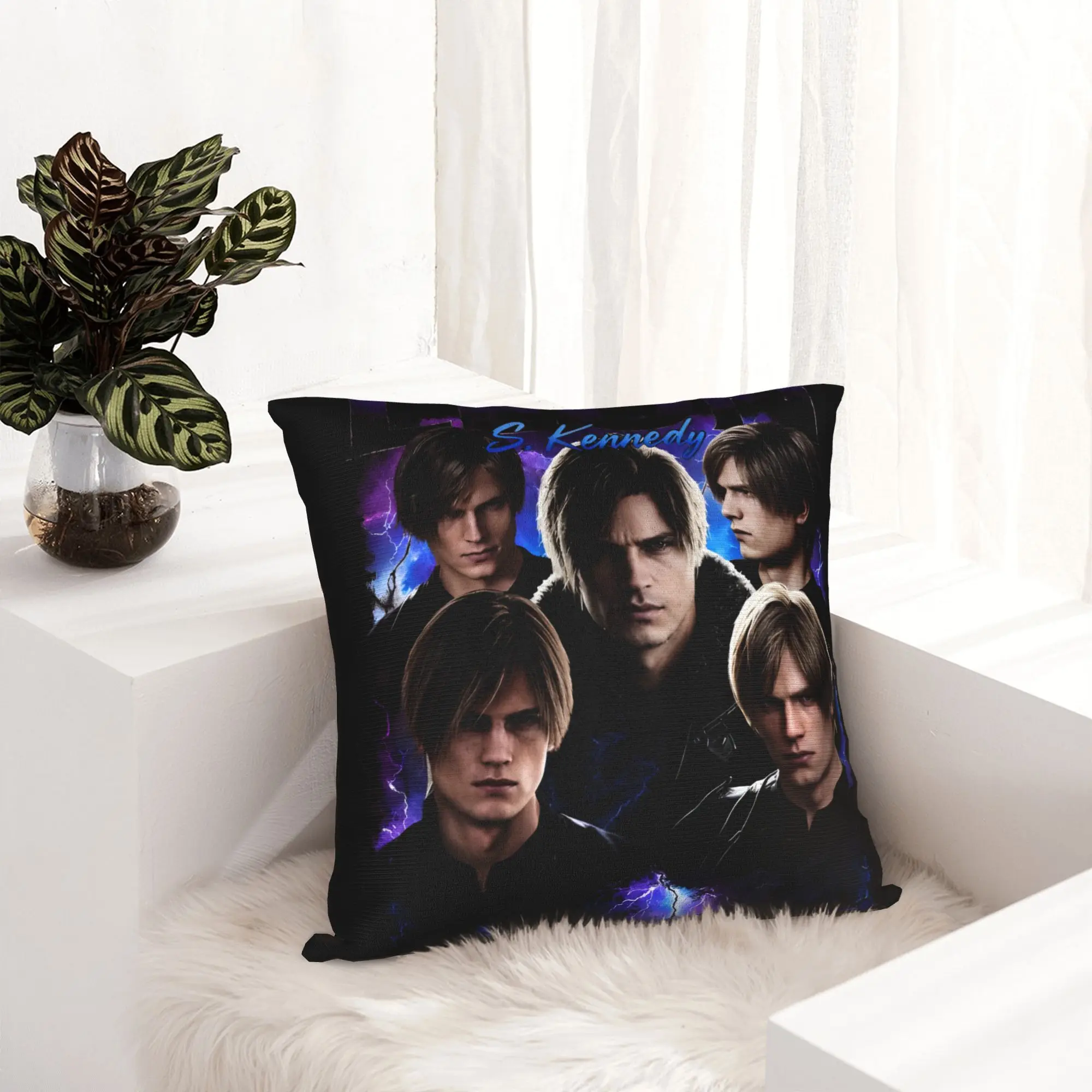 Leon Kennedy  Re9 Requiem Residents Evils Pillowcase Soft Cushion Cover Decoration  Throw Pillow Case Cover Home Square 45X45cm