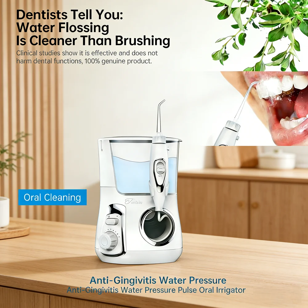 

Портативный ирригатор для полости рта 800 мл, 10 регулируемых режимов, 5 насадок, настольный прибор для борьбы с кариесом и неприятным запахом изо рта