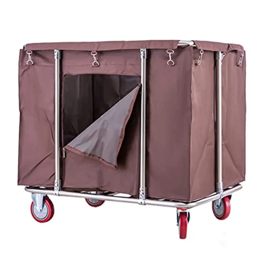 

400L Extra Large Laundry Sorter Cart with Zipper Door, Bag Wheels, Heavy Duty Housekeeping Cleaning Trolley for Nursery, Hospit