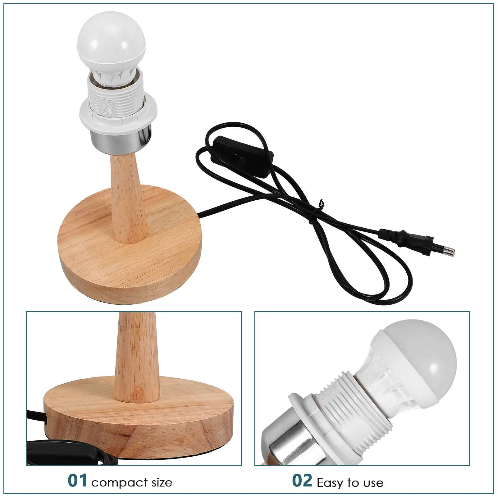 Wooden Table Base Rounded Desk Light Stand E27 Bulb Holder For Bedroom Office E27 Light Bulb Stand Decor Table Lamp Accessory