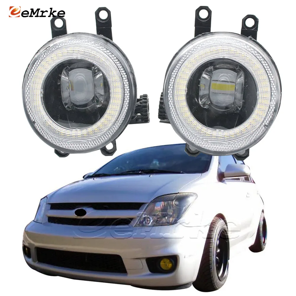 Upgrade Led Car Fog Lights Assembly Head Lamp for Scion xA 2006 2007 Angel Eyes DRL Daytime Running Lamp w/ Lens 15W