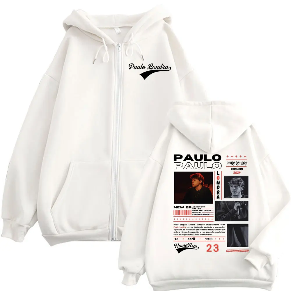 Custom Custom Rapper Paulo Londra Homerun Album Merch Hoodie Harajuku Hip Hop Pop Music Zip Up Sweatshirt Men Women Vintage Fash
