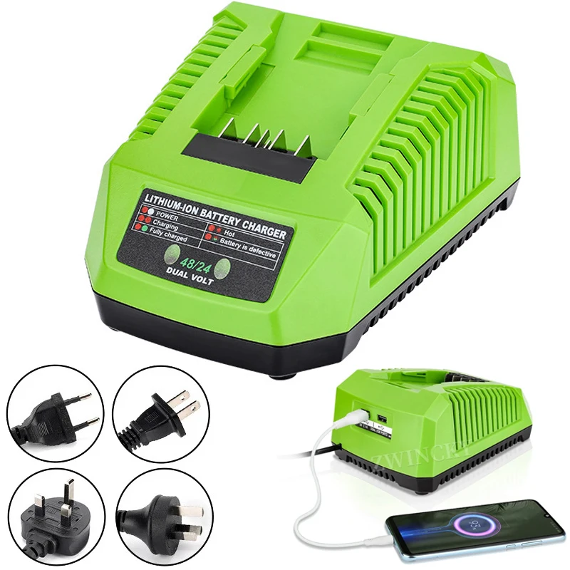 Li-ion Battery Charger For Greenworks 24V/48V Li-ion Battery Replacement Original Charger Electric Tool Portable Charging