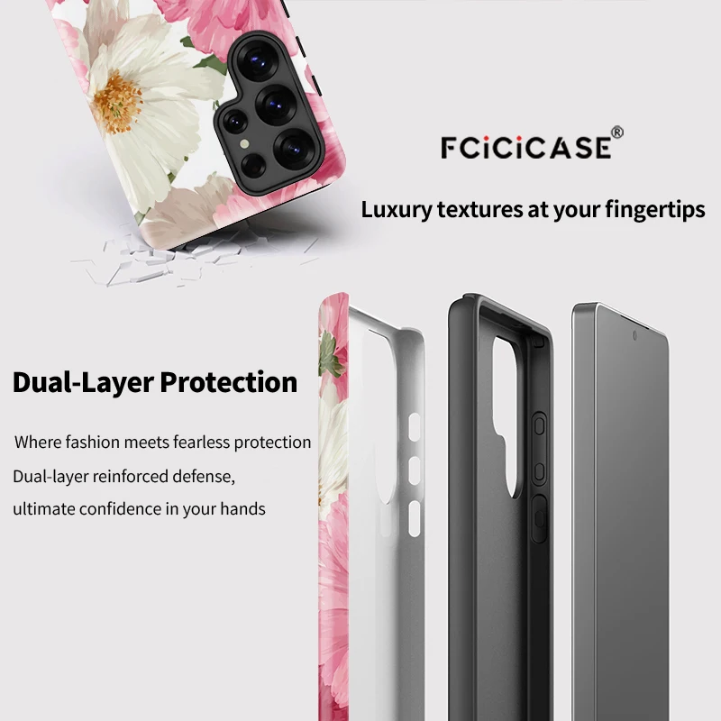 Чехол для телефона Fcicicase для Samsung Galaxy A16 A26 A36 A56 S25 Ultra S24 Plus S23+ S20 FE, противоударный матовый чехол с цветочной росписью