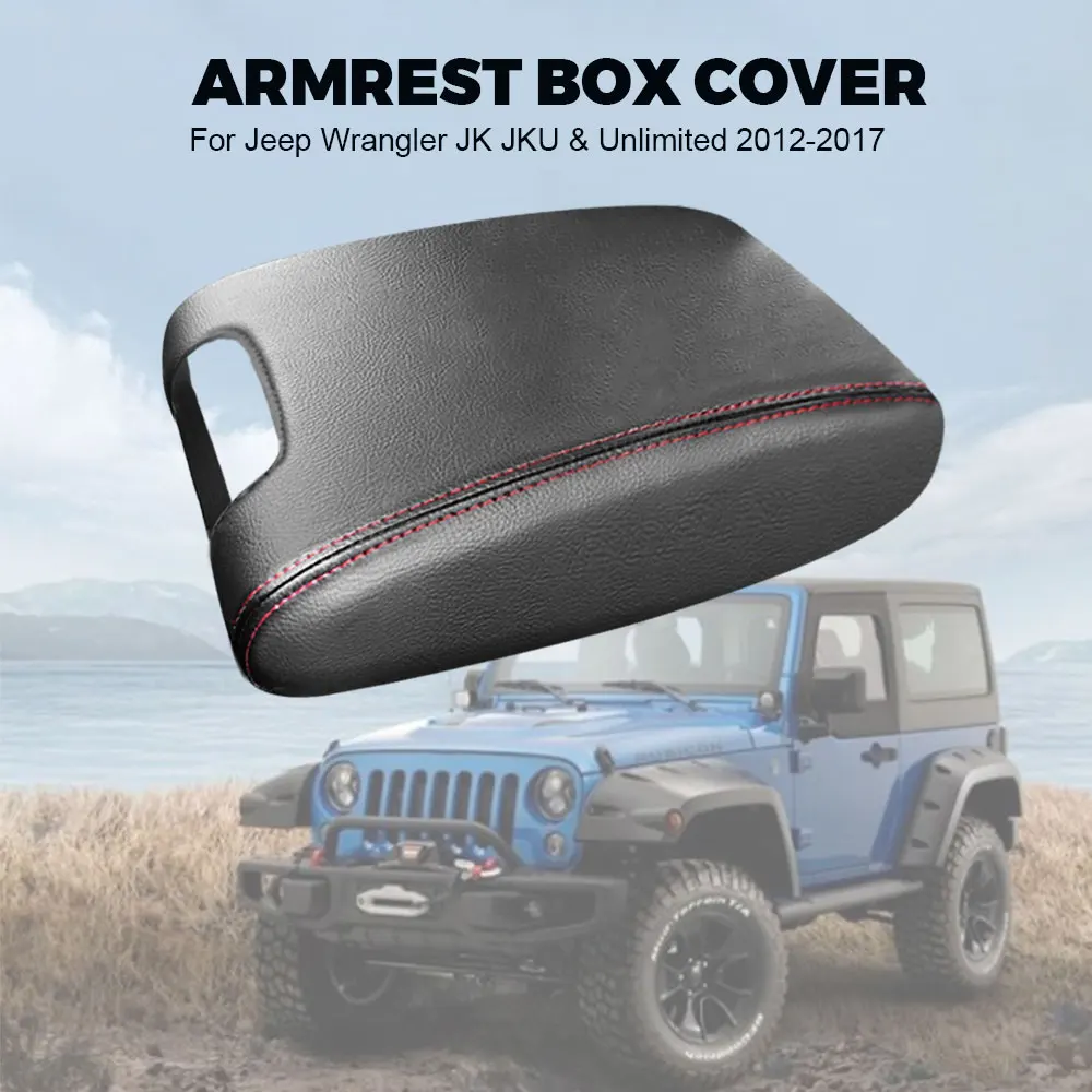 

Car Center Console Armrest Box Pad Soft Cover For 2011-17 Jeep Wrangler JK Black Cloth Armrest Storage Box Decor Protect Mat