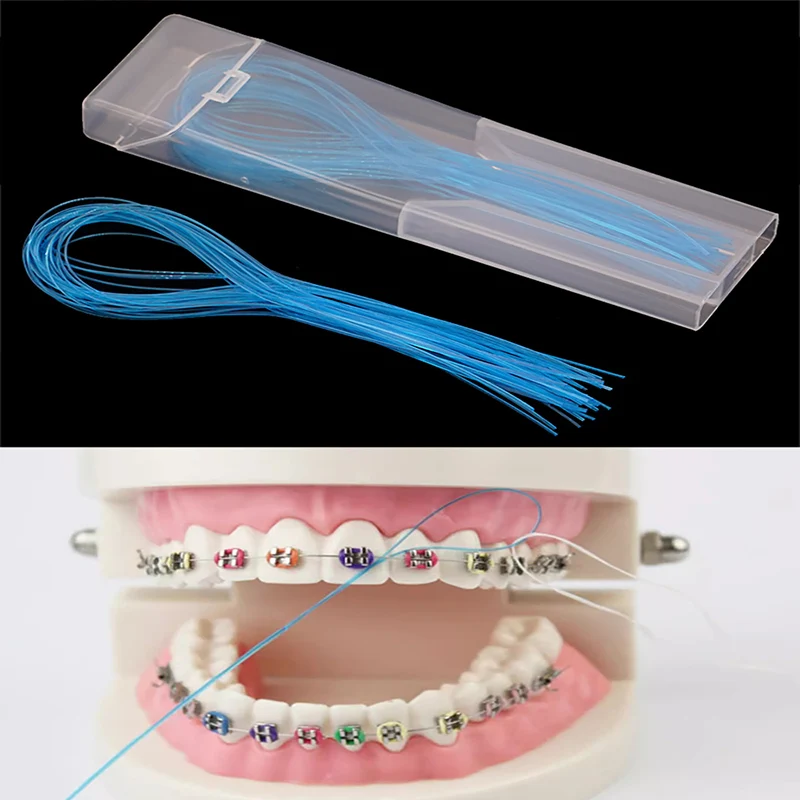 35pcs/lot Dental Floss Threaders Tooth Floss Holder Between Orthodontic Braces Bridge Traction Braces Dentist Oral Cleaning Tool