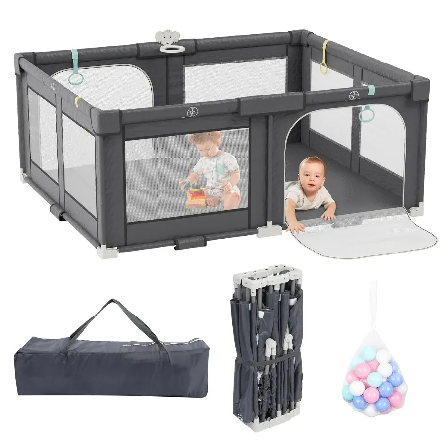 Box pieghevole 72 X 59 con borsa per il trasporto per uso interno ed esterno Cortile da gioco portatile per bambini con ventose antiscivolo Cerniera Ga