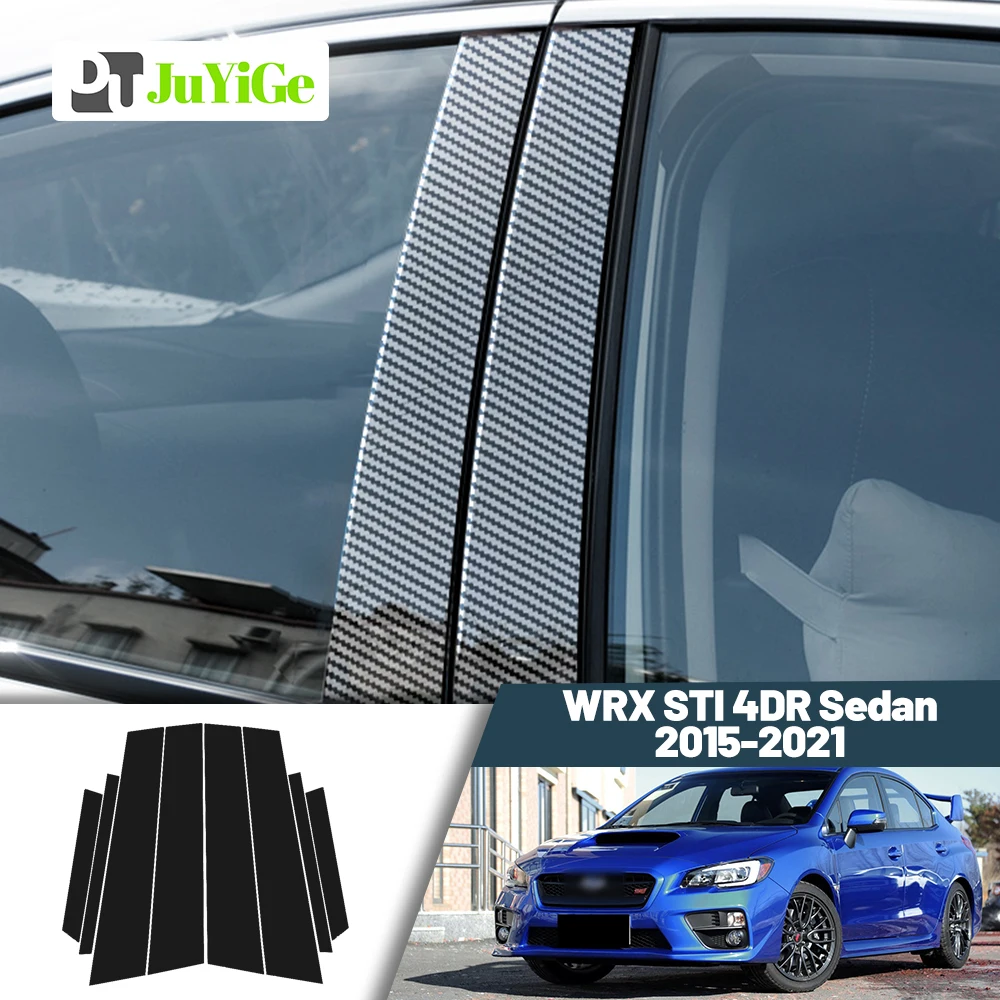 

Glossy Black Carbon Fiber Window Door Deal B C Pillar Post Cover Sticker For Subaru WRX STI 4DR Sedan 2015-2021 2016 2017 2018