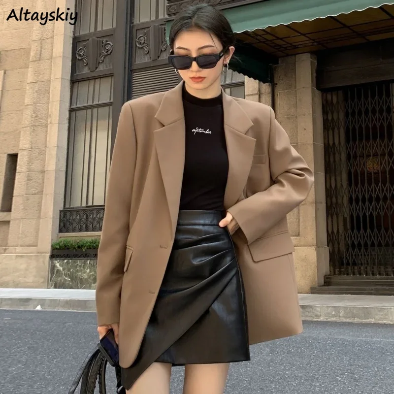 Blazers Women Solid Autumn Daliy Loose Streetwear Korean Style Office Ladies Leisure Elegant Fashion Chic All-match Personality