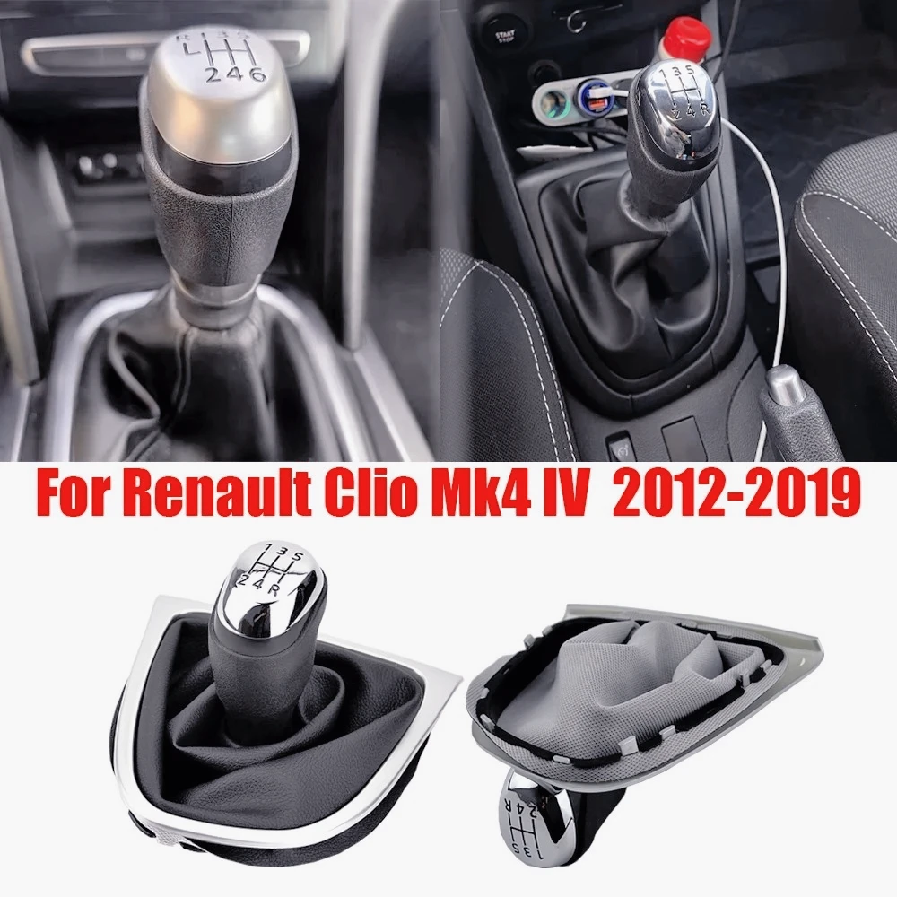 ZZ-5 Speed For Renault Clio Mk4 IV 2012-2019 Gear Shift Knob Lever Shifter Pen Gearbox Gaiter Boot Collar Case Cars Accessories 4