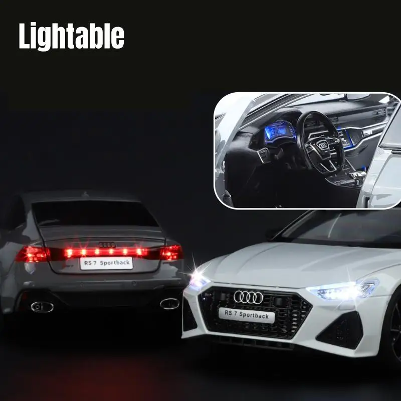 1/18 Audi RS7 Sportback Model samochodu zabawkowego Diecast Alloy Metal Miniature Pull Back Sound Light Collection Gift For Boy Children Kid