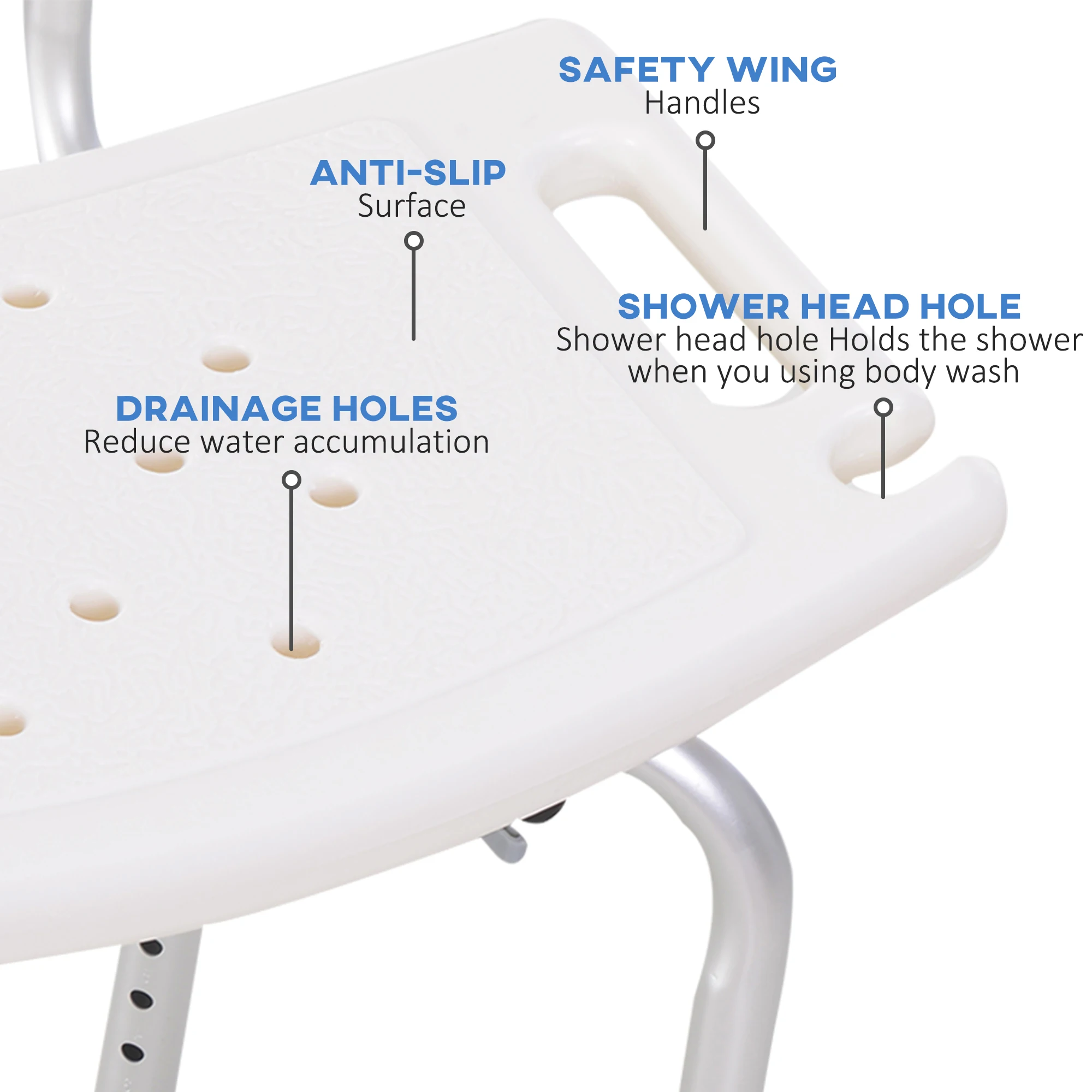 HOMCOM Bath Chair Shower Seat Safety Bathroom Elderly Aids Adjustable Positions