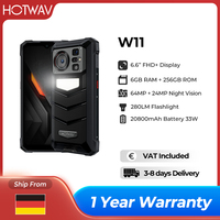 HOTWAV W11 Rugged Smartphone 280LM Flashlight 20800mAh 33W 6.6'' FHD+ 64MP Rear 24MP Night Vision 12(6+6)GB 256GB Mobile Phone