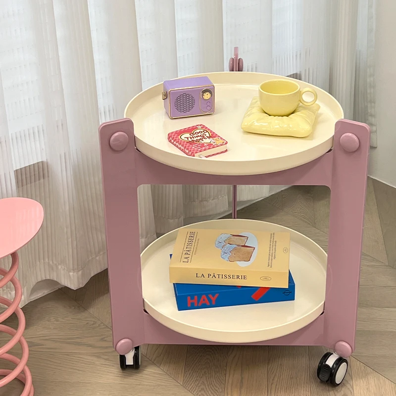 

Rolling End Table with Storage Space-Saving Mobile Coffee Table for Small Living Room Bedside Organizer & Couch Side Table