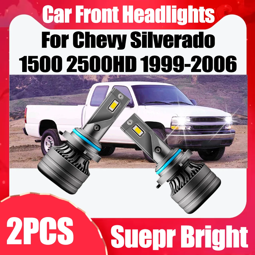 

Suepr Bright 3570 CSP Chips Front Headlight 120W 9006 HB4 LED Headlights 6000K White For Chevy Silverado 1500 2500HD 1999-2006