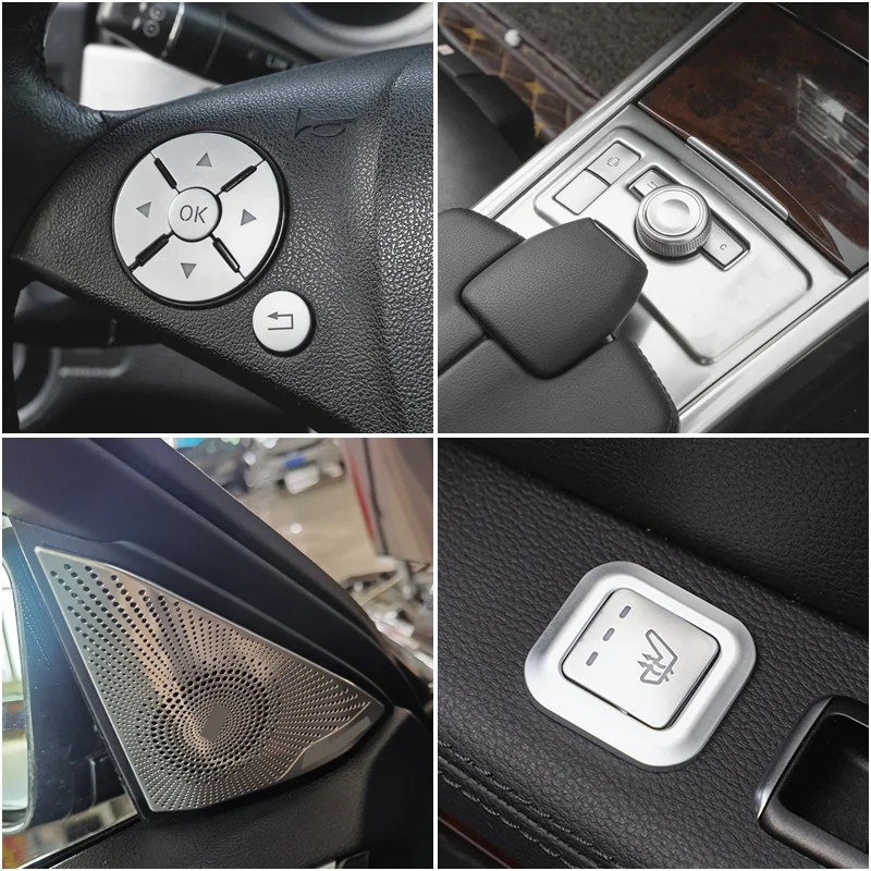 

Car Interior Stickers For Mercedes Benz E Class W212 2009 2010 2011 2012 2013 2014 2015 Central Control CD Button Cover Panel