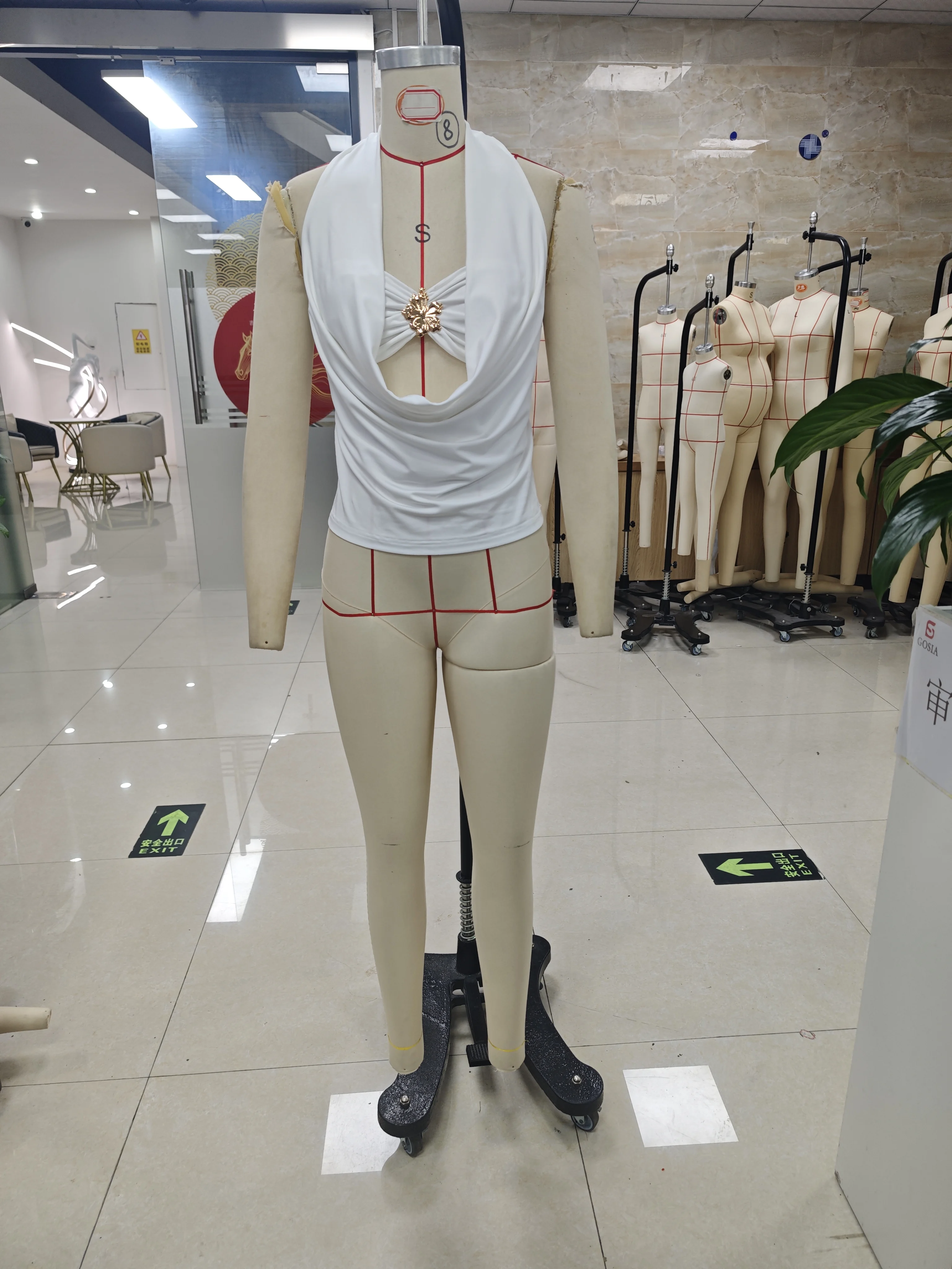 Women's Halter Tops Stylish Draped Neck Sleeveless Backless Vest with Jeweled Floral Centerpiece White Summer Tank Tops