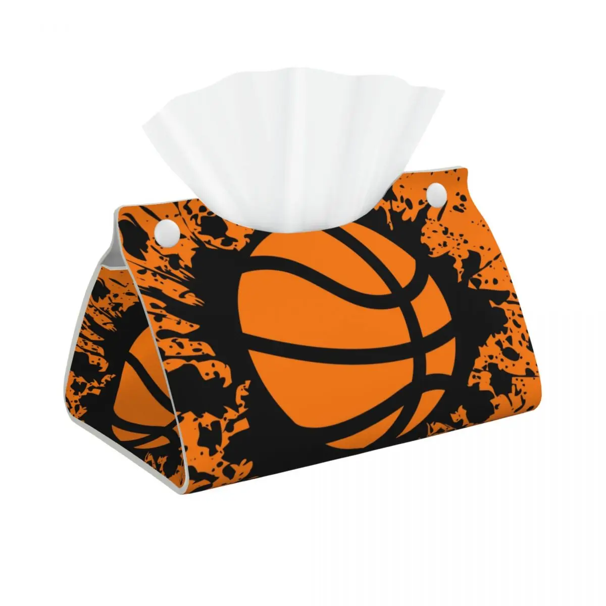 Custom Basketball Splat Tissue Box Cover PU Leather Rectangular Facial Tissues Holder for Home