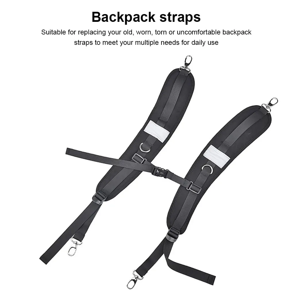 

Pack of 2 Nylon Durable Backpack Shoulder Adjustable Straps Belt Repair Parts Accessory Climbing Backpack Shoulder Strap Black