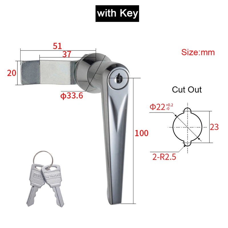 6PCS Zinc Alloy Industrial Handle Lock Distribution Box Lock Mechanical Equipment Lock Switch Control Electric Cabinet Door Lock