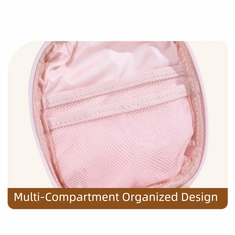 Delicate Portable Mini Storage Case Zipper Compact Cosmetic Pouch Heart-shaped Pattern Lightweight Makeup Bag for Women