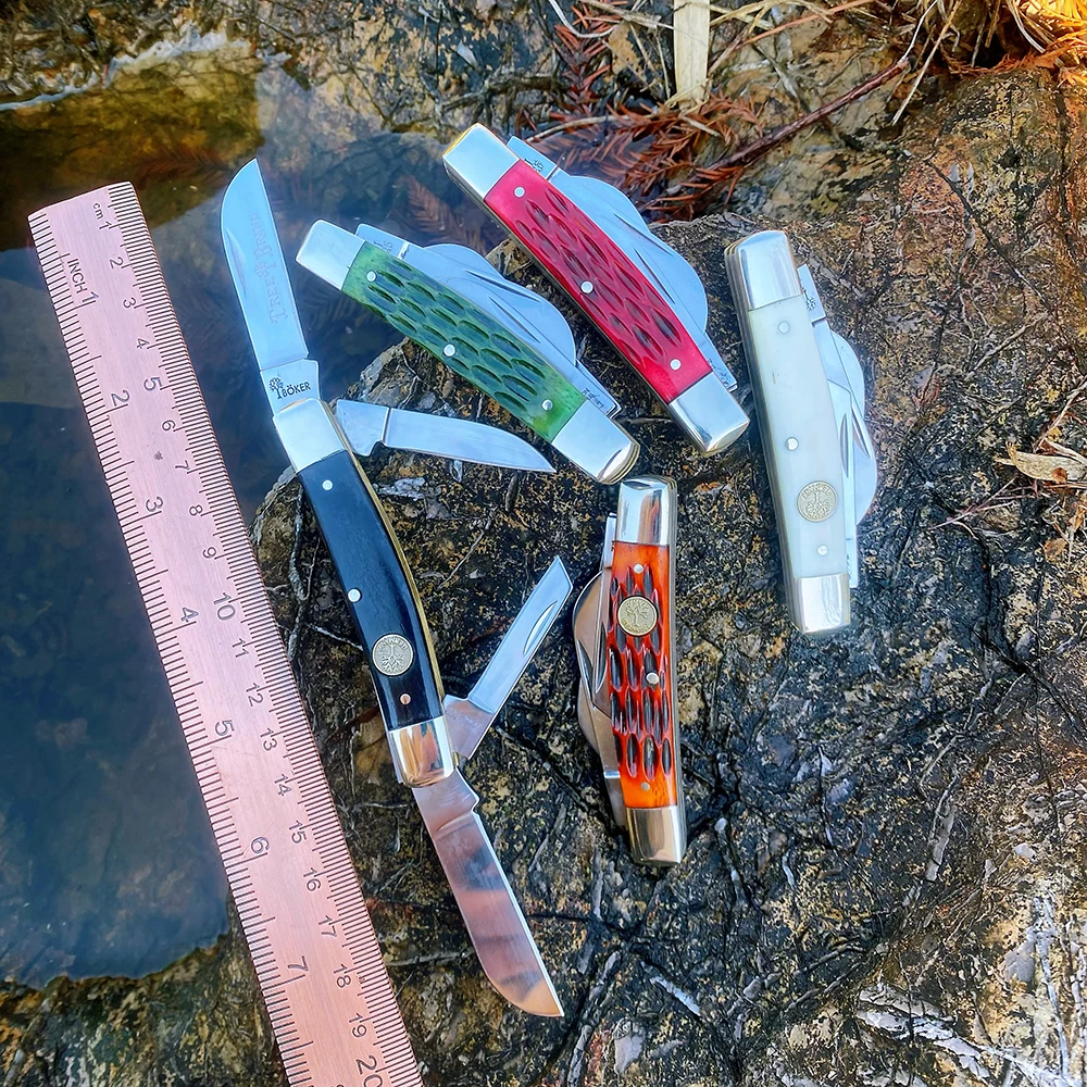 Watchman Knife Trapper Bone Slip Joint Multi Four Blade Folding Pocket Knives Classic Traditional