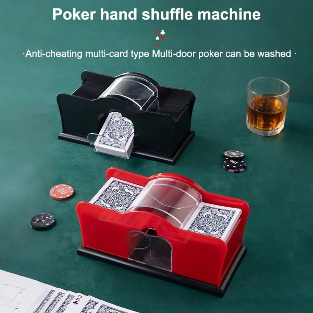 Easy-To-Use Manual Card Shuffler Anti-Cheat Mechanism 2 Deck Capacity Poker Card Shuffler with Handle Hand Crank