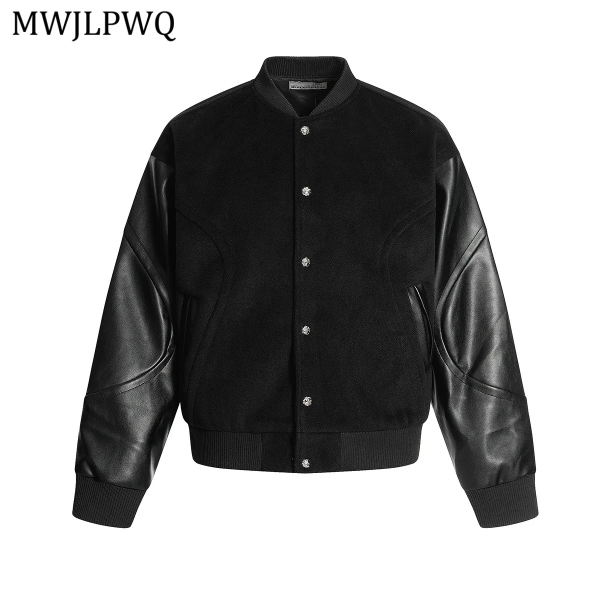 

MWJLPWQ Лоскутная мотоциклетная бейсбольная куртка из искусственной кожи в американском стиле, однобортные свободные повседневные топы, тренд 2023, осень 20931