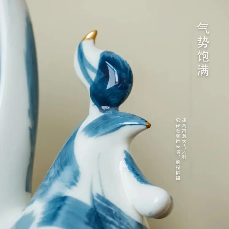 

Jingdezhen ceramic mascot large ornament lucky chicken office living room creative home decoration
