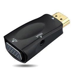 HDMI-compatible to VGA Cable Converter Male To Famale Converter Adapter 3.5mm Jack Audio HD 1080P For PC Laptop Tablet