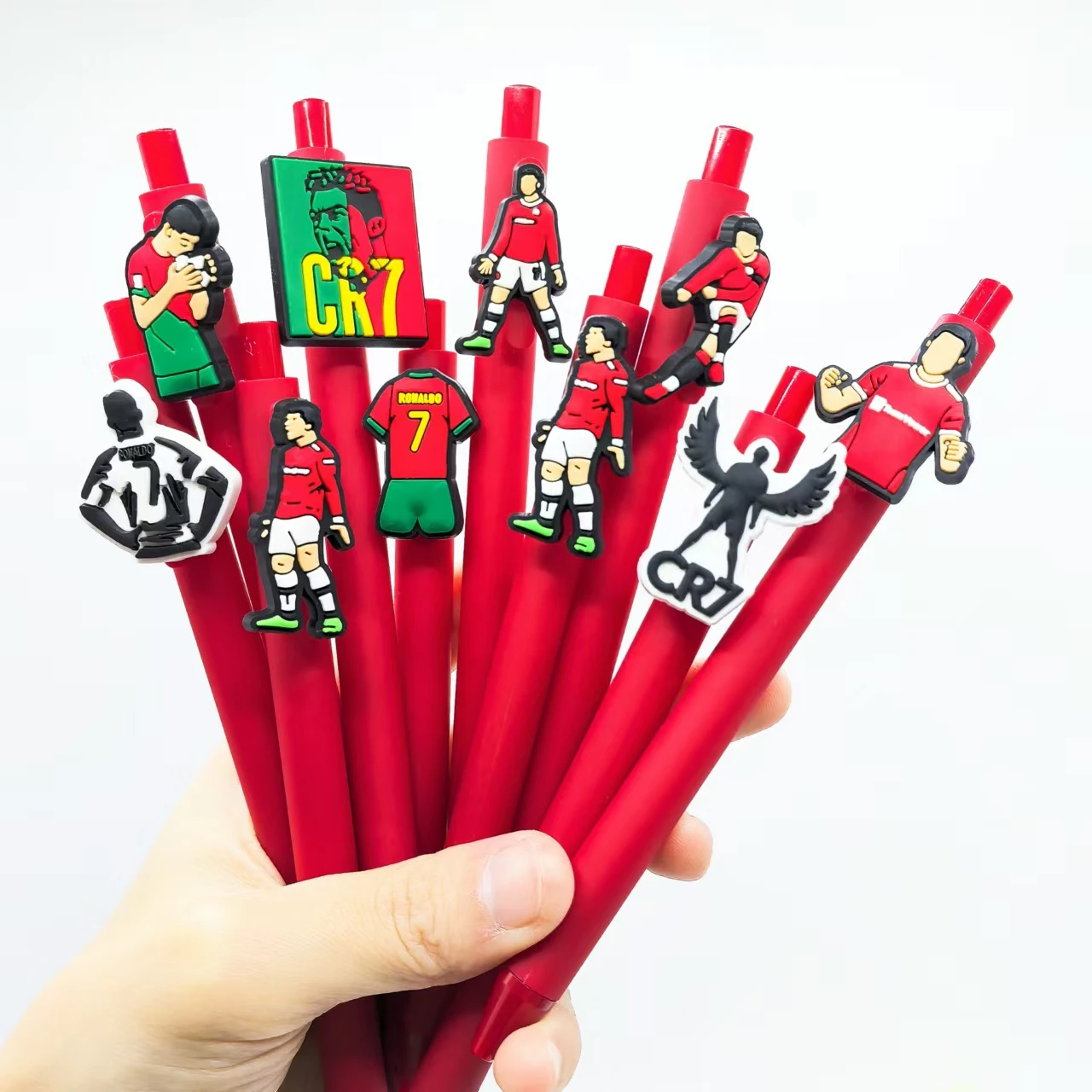 Bolígrafo de estilo de fútbol CR7, bolígrafo de serie roja, bolígrafo de regalo de fútbol de amor, estilo aleatorio, 10 Uds.