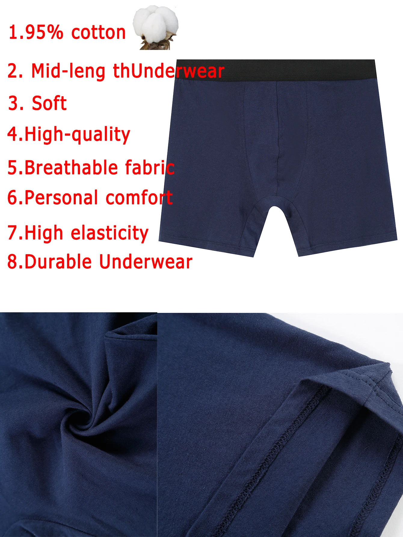 7pcs Pack Mid-Long Boxer Shorts Men Underwear Cotton Male Underpants for Men Sexy Homme Boxershorts Box Gay Panties Slips Calvin