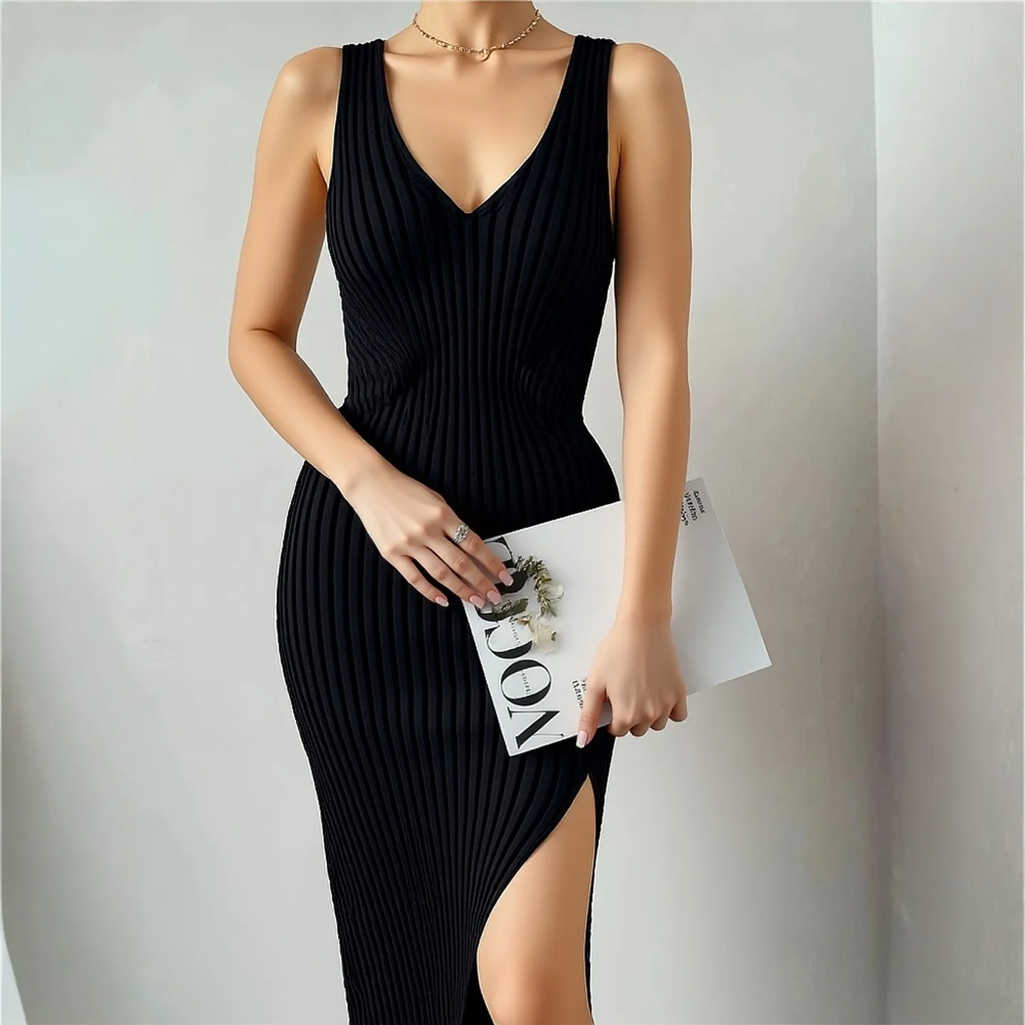 YuooMuoo Frauen Kleid 2026 Neue Sommer Mode Sexy Split Rippen Gestrickte Bodycon Hosenträger Kleid Streetwear Dame Sommerkleid Vestido