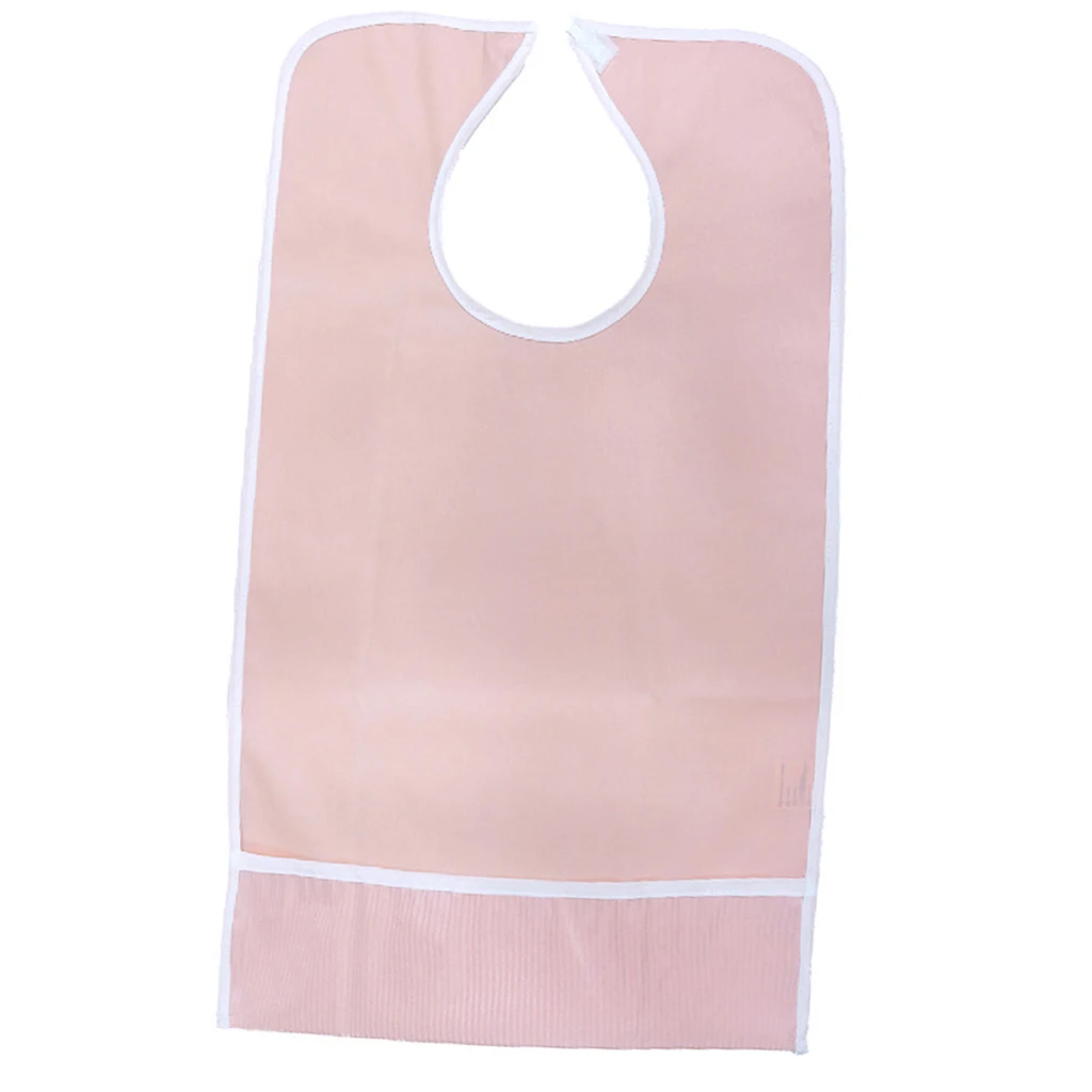 Adjustable Adult Bib Waterproof PVC Apron with Pocket Large Crumb Catcher Clothing Protector for Seniors Dining