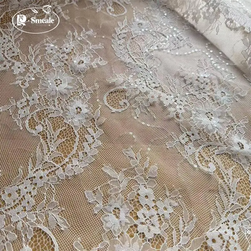 Nachhaltige Länge: 155 cm Breite, glitzernder, funkelnder, dünner Spitzenstoff aus Mesh, Stoffe zum Nähen. Spitzenstoff Hohe Qualität 2025 – Detail 4