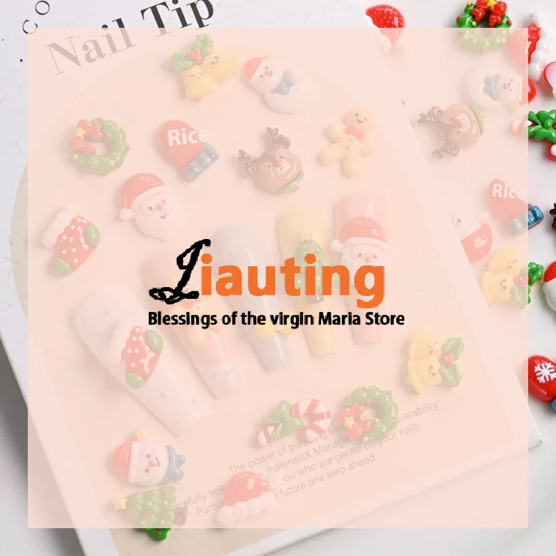 12 Griglia 36/60 Pz Kawaii Mini Pupazzo di Neve Albero di Natale Pendenti e Ciondoli per unghie 3D Renna Babbo Natale Strass per unghie Resina Gemme per unghie di Natale