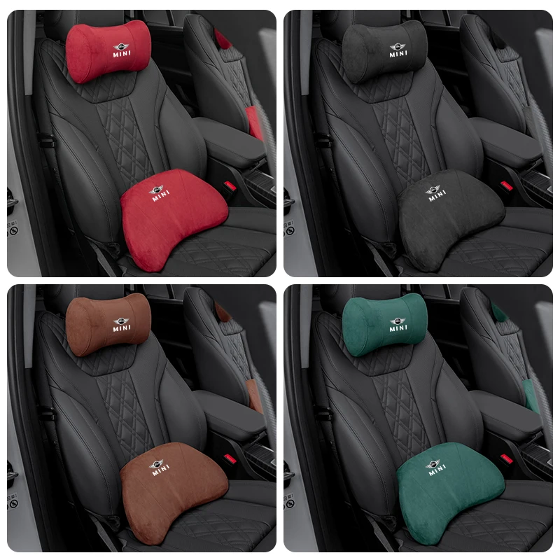 Mini-Auto-Wildleder-Kopfstützenkissen, Lendenwirbelstützkissen-Aufkleber für Mini Cooper JCW Works F54 F55 F56 F57 F60 R50 R52 R53 R55 – Detail 5