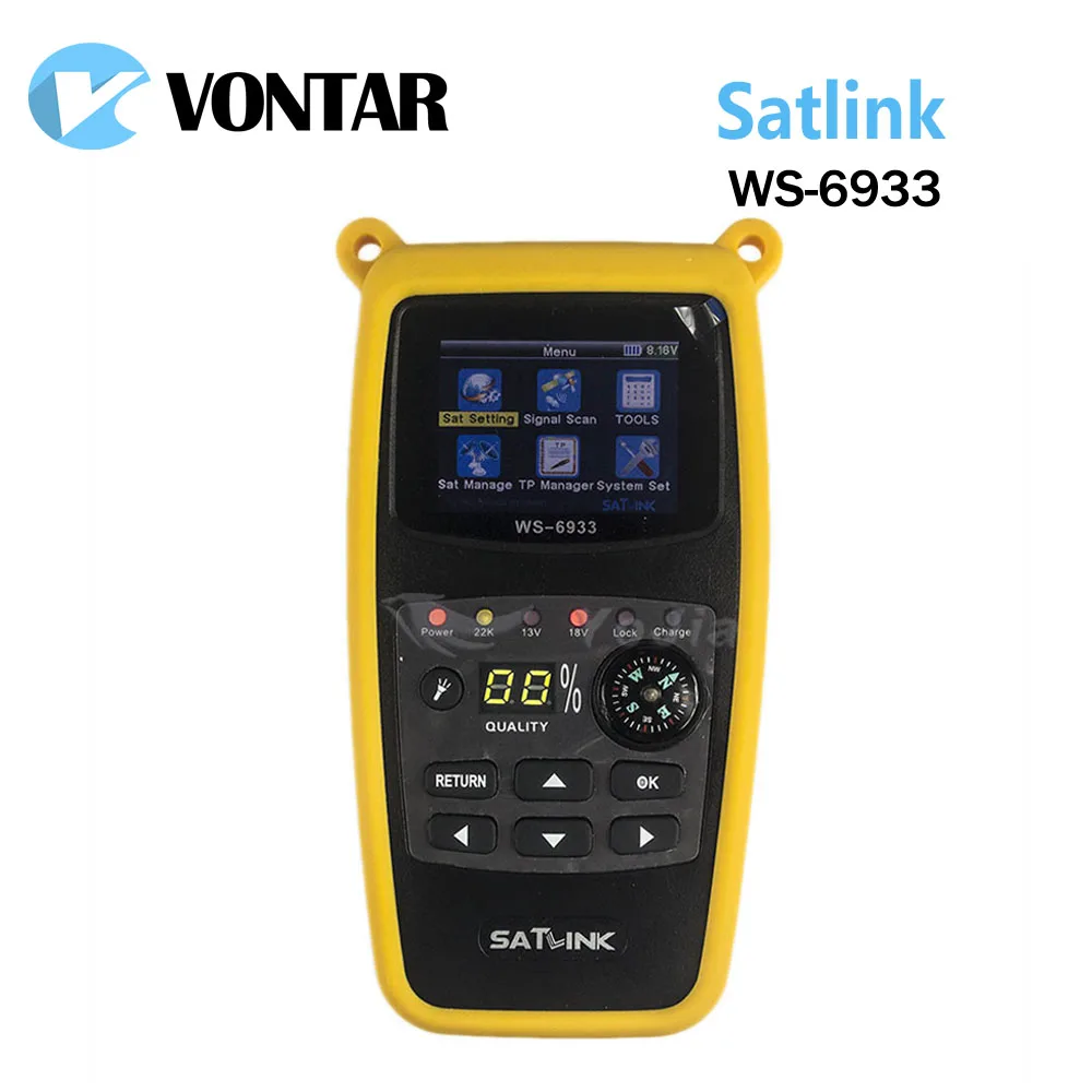 الأصلي Satlink WS-6933 DVB-S2 FTA C & KU الفرقة الرقمية مكتشف الأقمار الصناعية متر مع 2.1 بوصة شاشة الكريستال السائل WS 6933