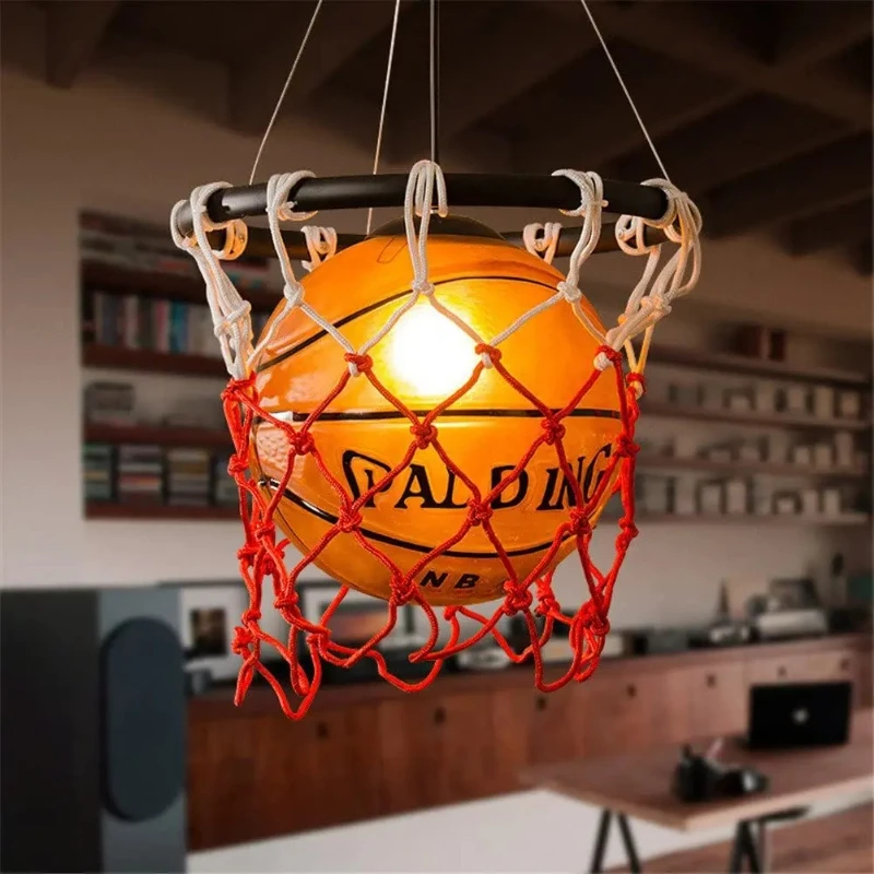 Modern Led Basketball Ceilling Chandelier Lighting Fixture for Kindergarten Children's Bedroom Teen Decoration