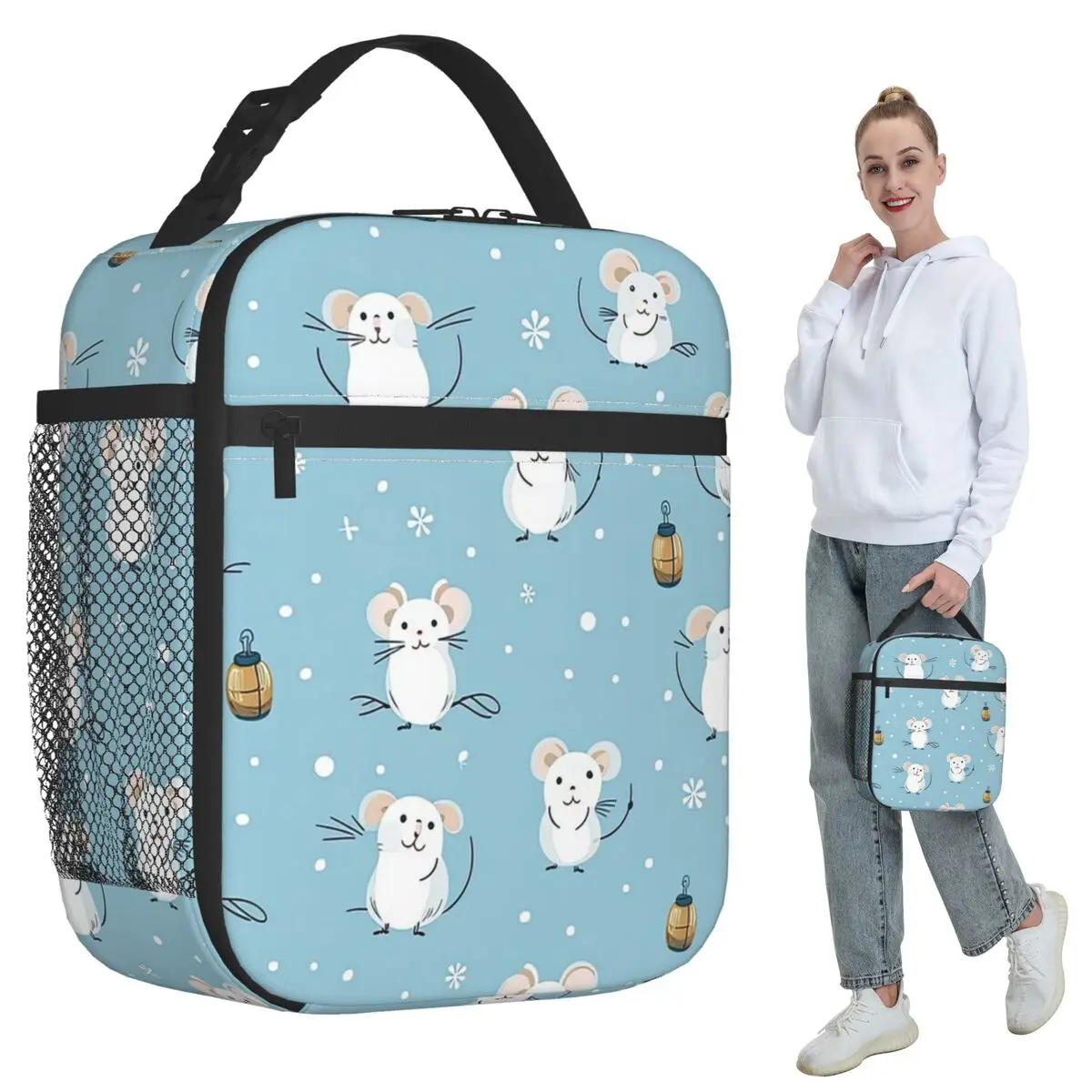 Cute Mouse Seamless Insulated Lunch Bag for Women Office Cooler Thermal Food Box Tote Portable Lunch Boxes Container