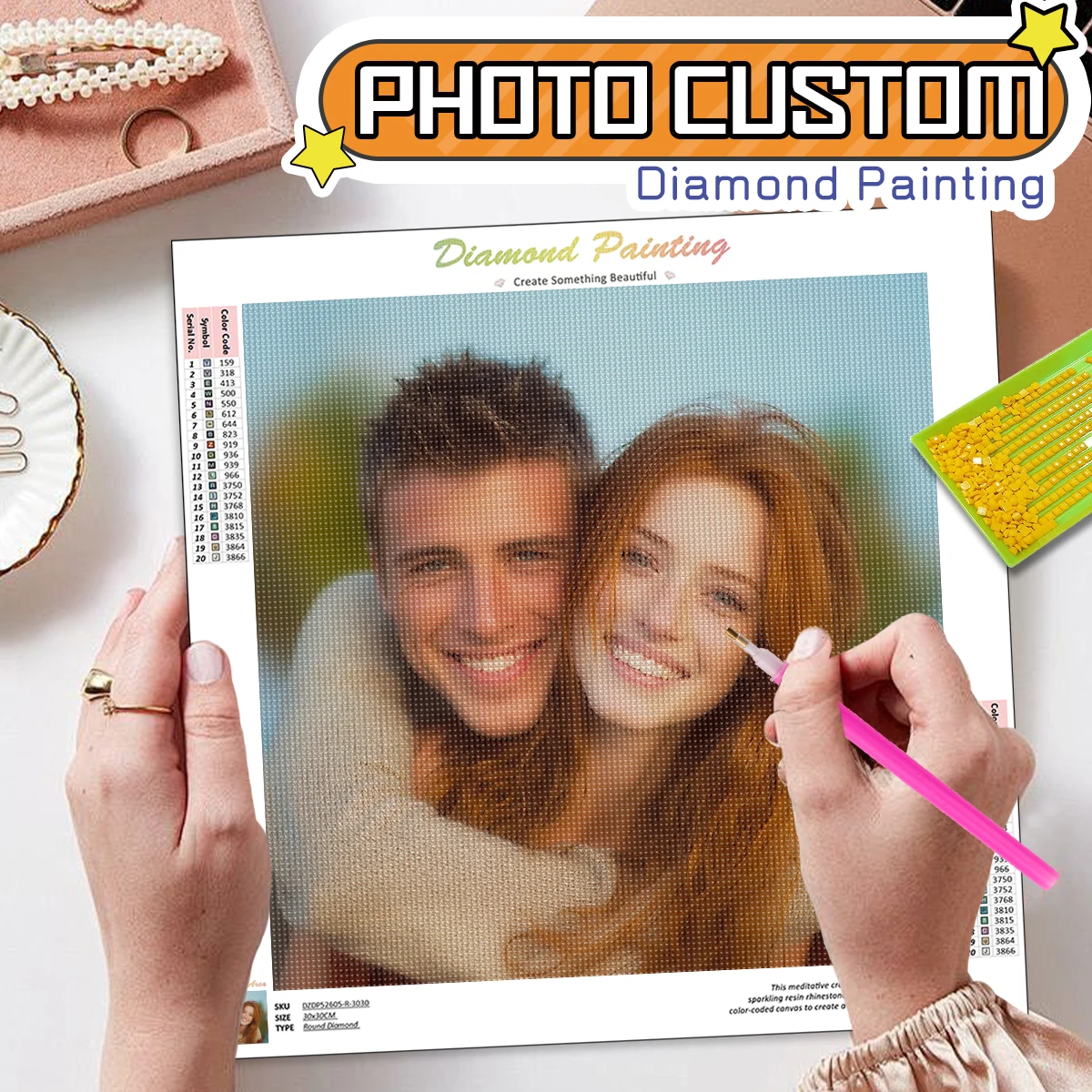 

RUOPOTY Photo Custom Diamond Painting Kits 5D Diamond Pictures Couple's wedding gift Crystal Rhinestones Cross Stitch Set Drill