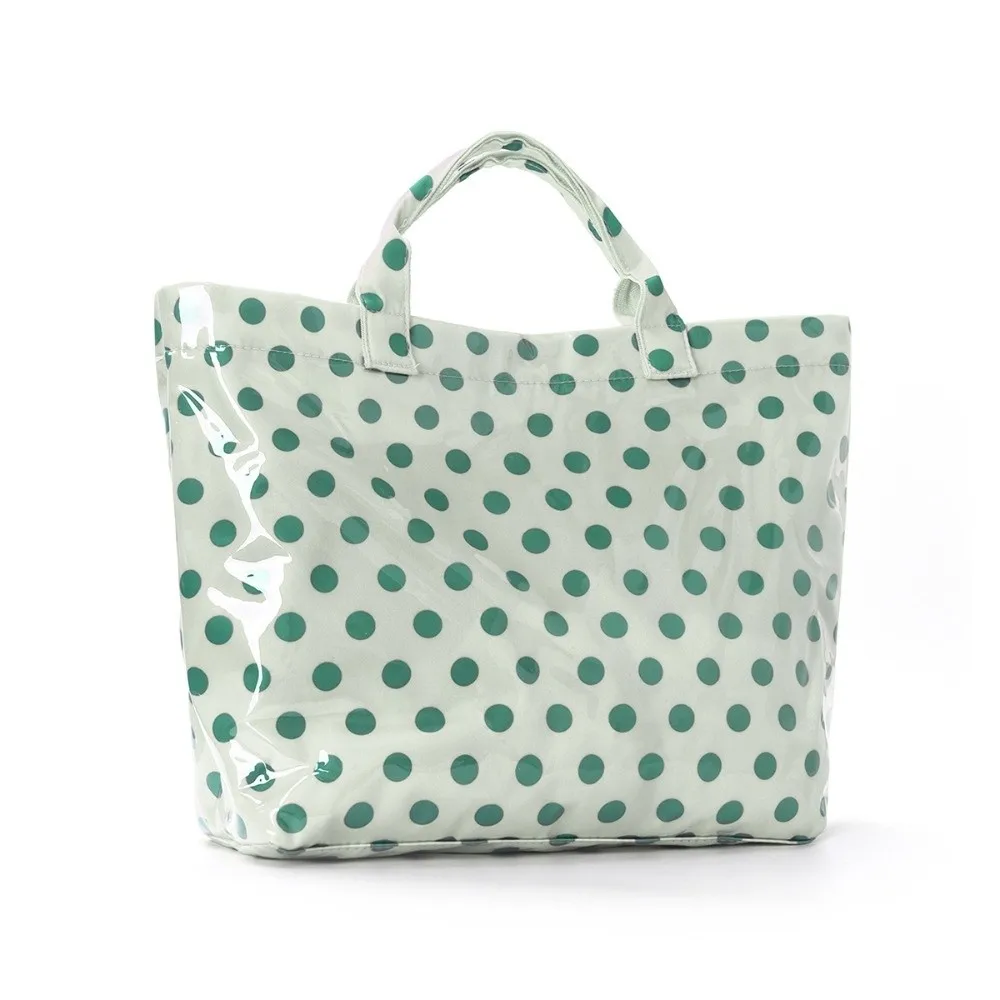 Portable Waterproof Polka Dot Tote Bag Transparent Large Capacity Transparent Handbag Polka Dot Portable Shopping Bag Travel