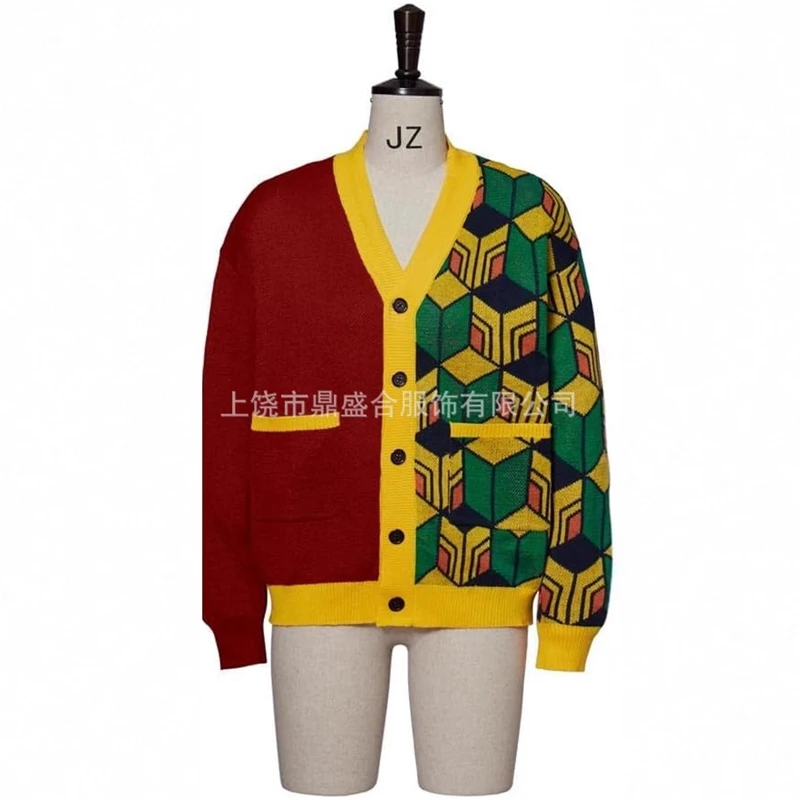 

Unisex Knitted V-Neck Sweater Cardigan Jacket Cosplay-Inspired Warm For Teens & Adults, Halloween Party Costume Cozy Winter Gift