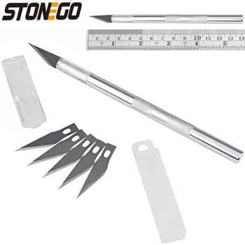 Nóż do cięcia papieru STONEGO - skalpel ze stalowymi ostrzami do rękodzieła, sztuki, rysowania, majsterkowania, napraw - precyzyjne noże do grawerowania