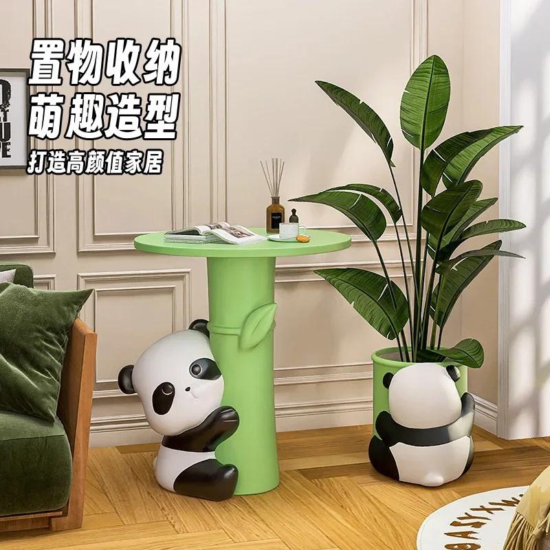 Panda bedside table cute bedroom shelf small coffee table cream wind creative children's bedside table